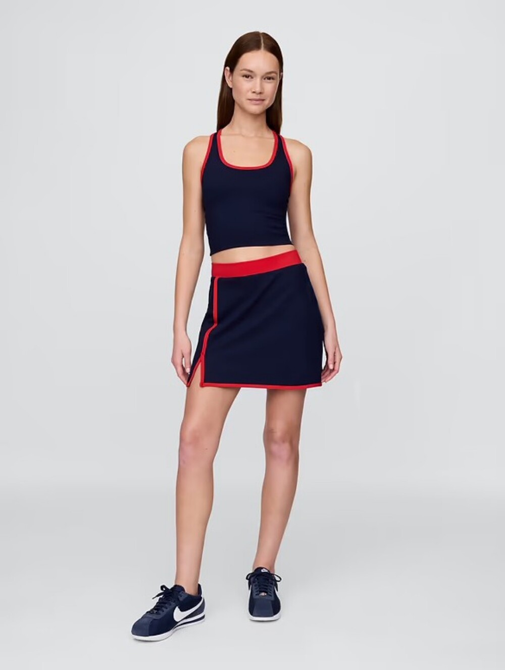 Navy Blue Skirt with Red Trim - Women's Athletic Skirt